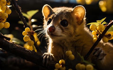 Kinkajou -  The Curious Nocturnal Acrobat Embarks on Fruity Foraging Expeditions Under Cover of Darkness!